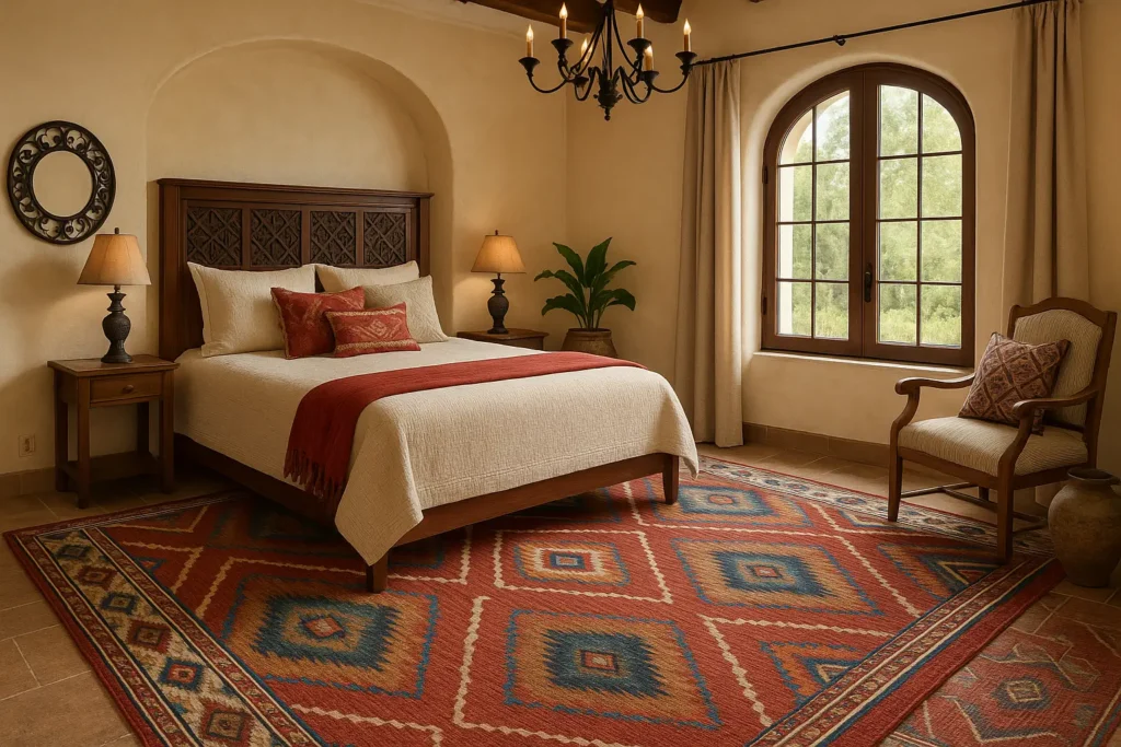 BESTSWEETIE Red/Orange Washable Rug: Soft Texture with Mediterranean Warmth - Mediterranean Spanish Style Bedroom Ideas