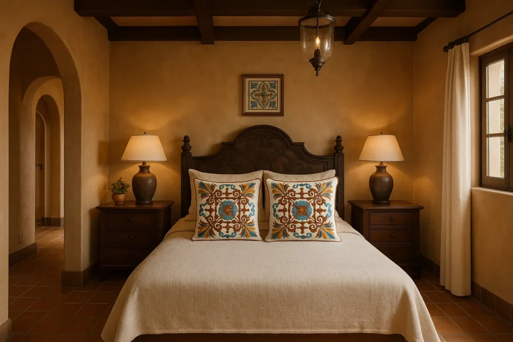Embroidered Cotton Throw Pillow Covers – Set of 2 (18x18”) - Mediterranean Spanish Style Bedroom Ideas