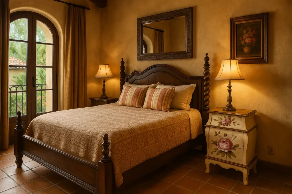 Nearly Natural Antique Nightstand: Vintage Charm Meets Function - Mediterranean Spanish Style Bedroom Ideas