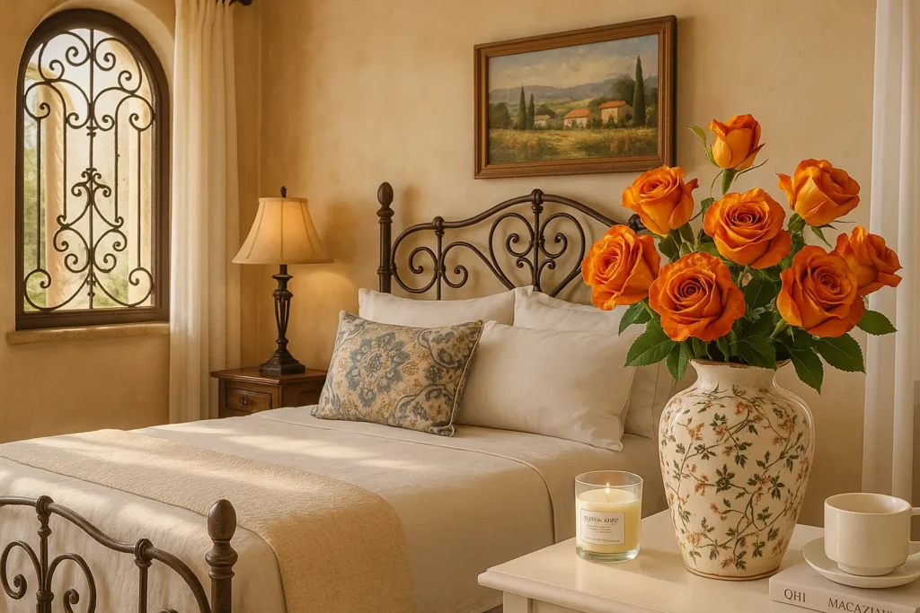 Vintage Pastoral Octagonal Vase (9.1” Green & Beige) - Mediterranean Spanish Style Bedroom Ideas