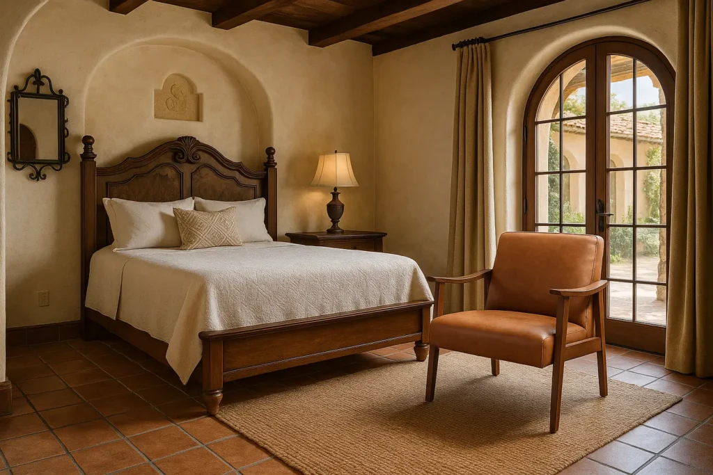 Yaheetech Mid-Century Leather Accent Chair: A Warm Modern Touch for Mediterranean Spaces - Mediterranean Spanish Style Bedroom Ideas