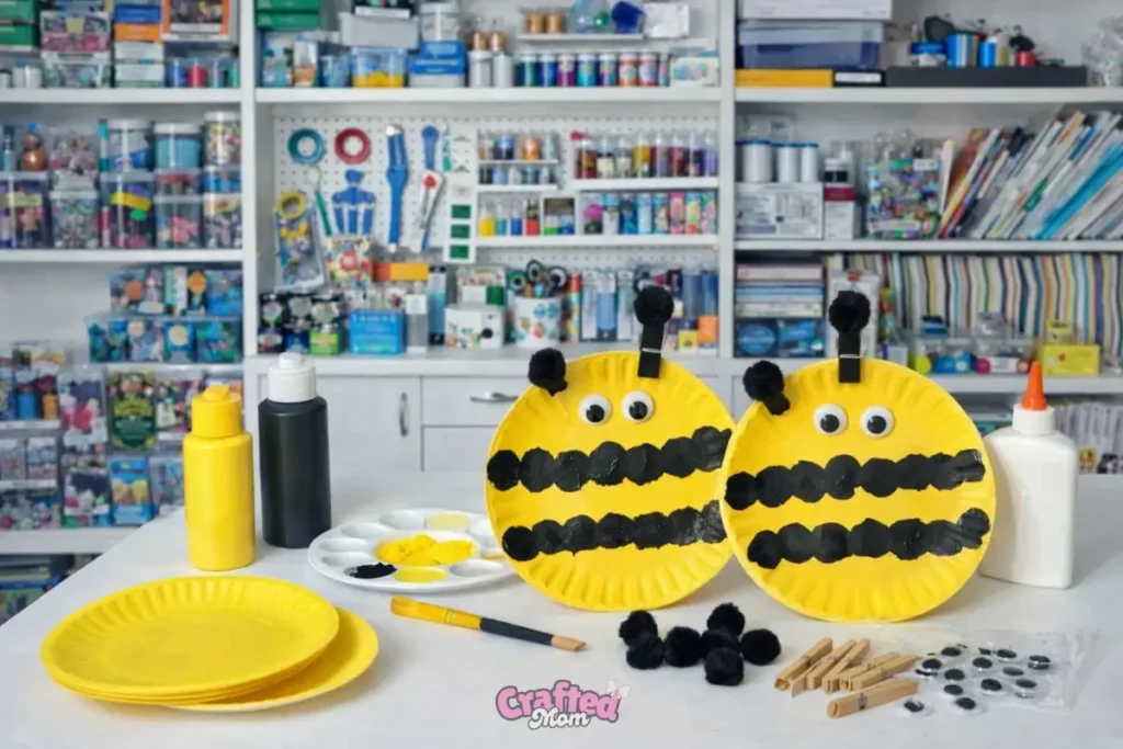 Easy Spring Paper Plate Bee Craft for Kids