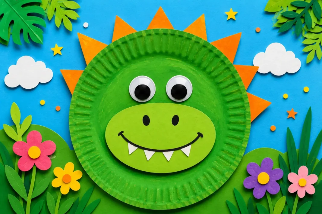 DIY Paper plate dinosaur craft cover