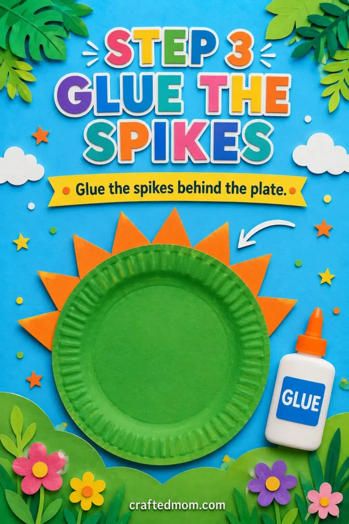 DIY Paper plate dinosaur craft - Step 3: Make the Dinosaur Neck and Head