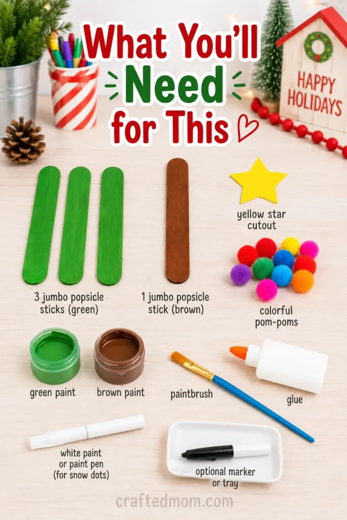 Easy Christmas Popsicle stick tree craft for kids Supplies You’ll Need - Easy Christmas Popsicle stick tree craft for kids2