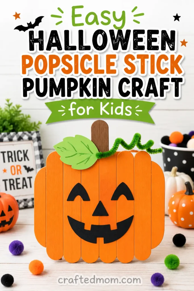 Easy Halloween popsicle stick pumpkin craft for kids - Why Kids Will Love This Halloween Popsicle Stick Pumpkin Craft