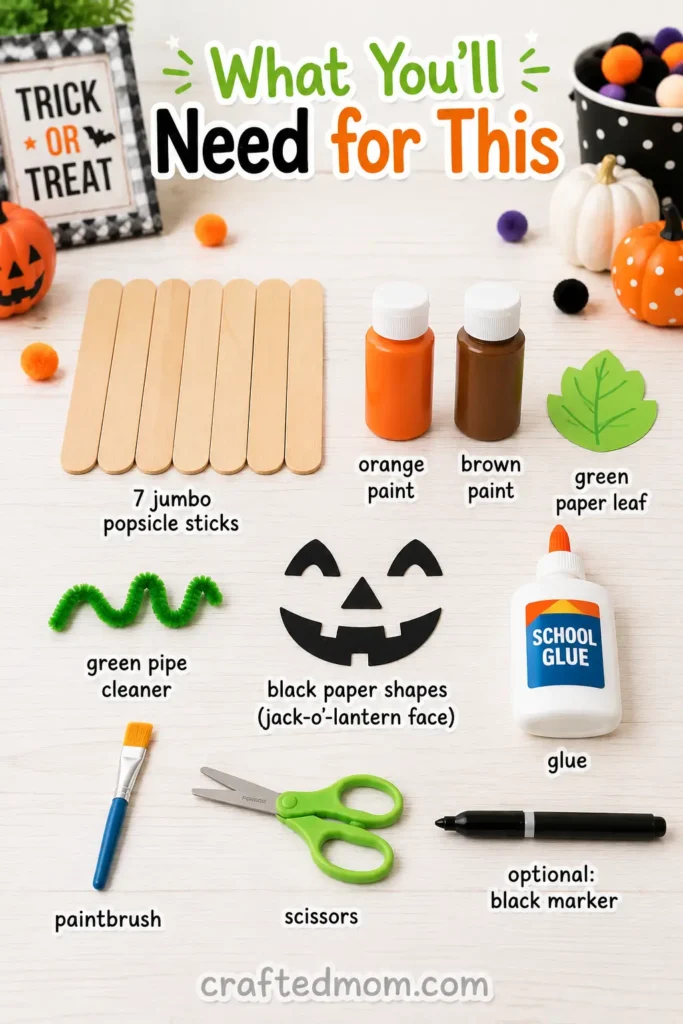 Easy Halloween popsicle stick pumpkin craft for kids - Supplies You’ll Need