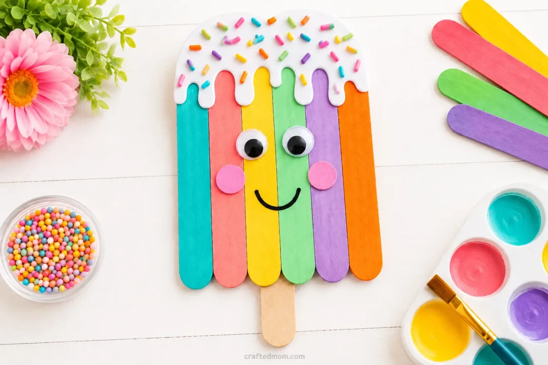 Easy summer paper plate ice cream cone craft for kids - cover