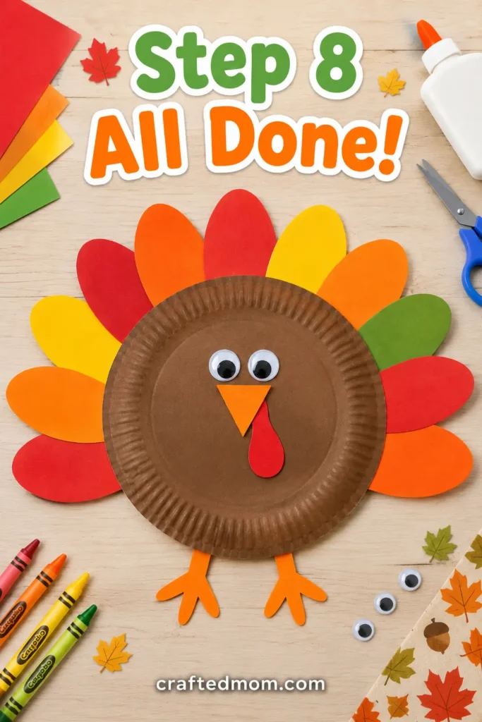 Easy thanksgiving paper plate turkey craft - Step 8: All Done