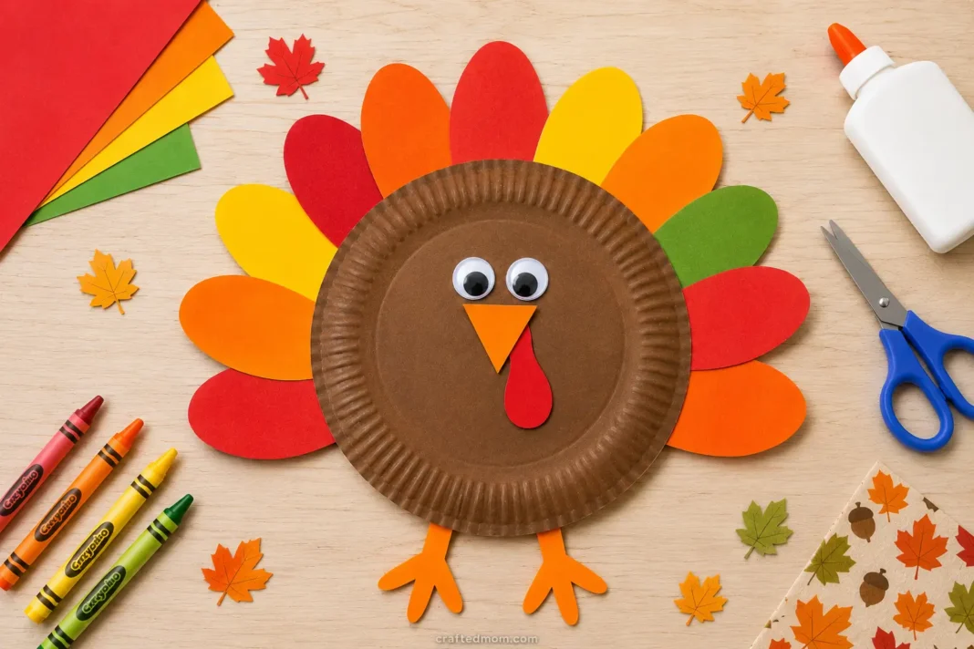 Easy thanksgiving paper plate turkey craft cover