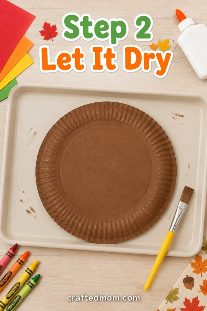 Easy thanksgiving paper plate turkey craft - Step 2: Let It Dry