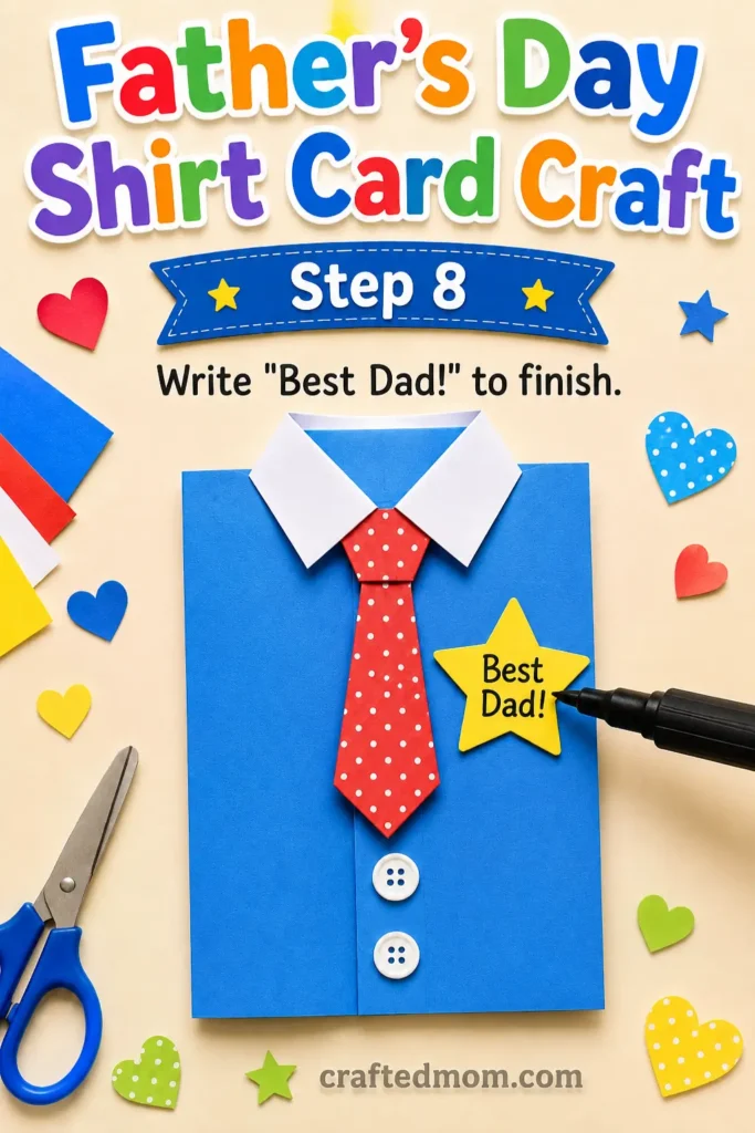Fathers day shirt card craft - Step 8: Write “Best Dad!” to Finish