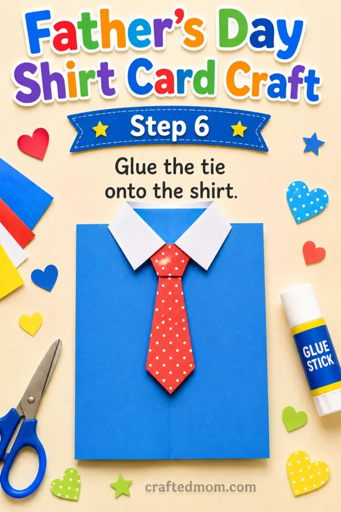 Fathers day shirt card craft - Step 6: Glue the Tie Onto the Shirt
