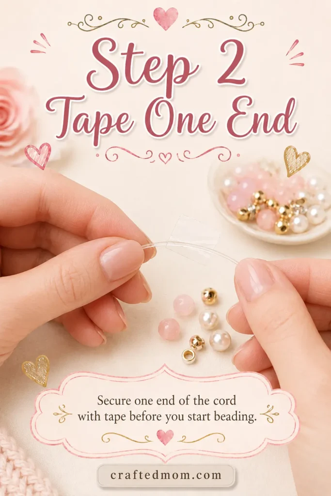Handmade Gift DIY Beaded Bracelet Gift - Step 2: Tape One End