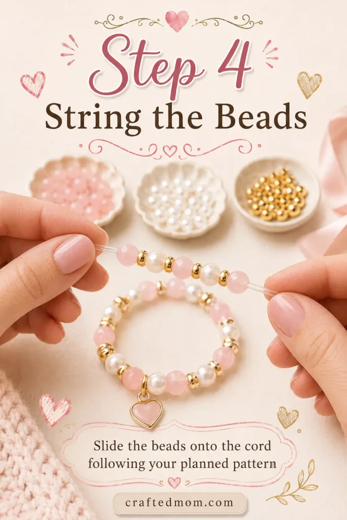 Handmade Gift DIY Beaded Bracelet Gift - Step 4: String the Beads