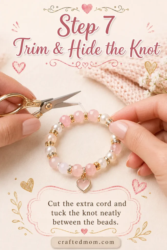 Handmade Gift DIY Beaded Bracelet Gift - Step 7: Trim and Hide the Knot