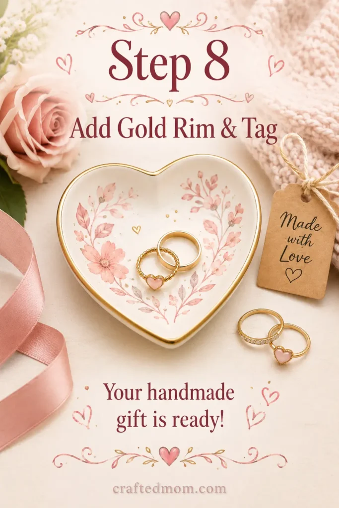 Handmade Gift DIY Heart Ring Dish - Step 8: Add the Gold Rim and Tag