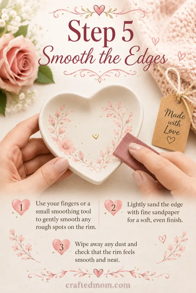 Handmade Gift DIY Heart Ring Dish - Step 5: Smooth the Edges