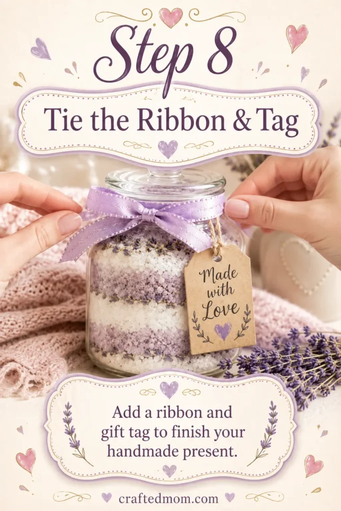 Handmade Gift DIY Lavender Bath Salts Jar Gift - Step 8: Tie the Ribbon and Tag