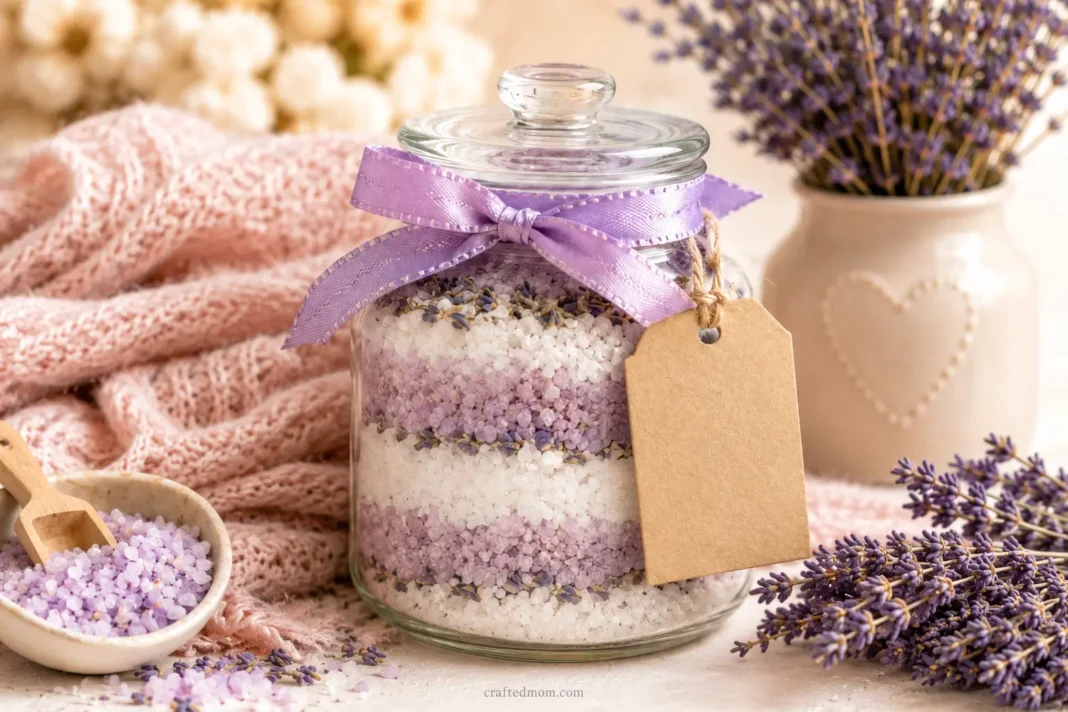 Handmade Gift DIY Lavender Bath Salts Jar Gift cover