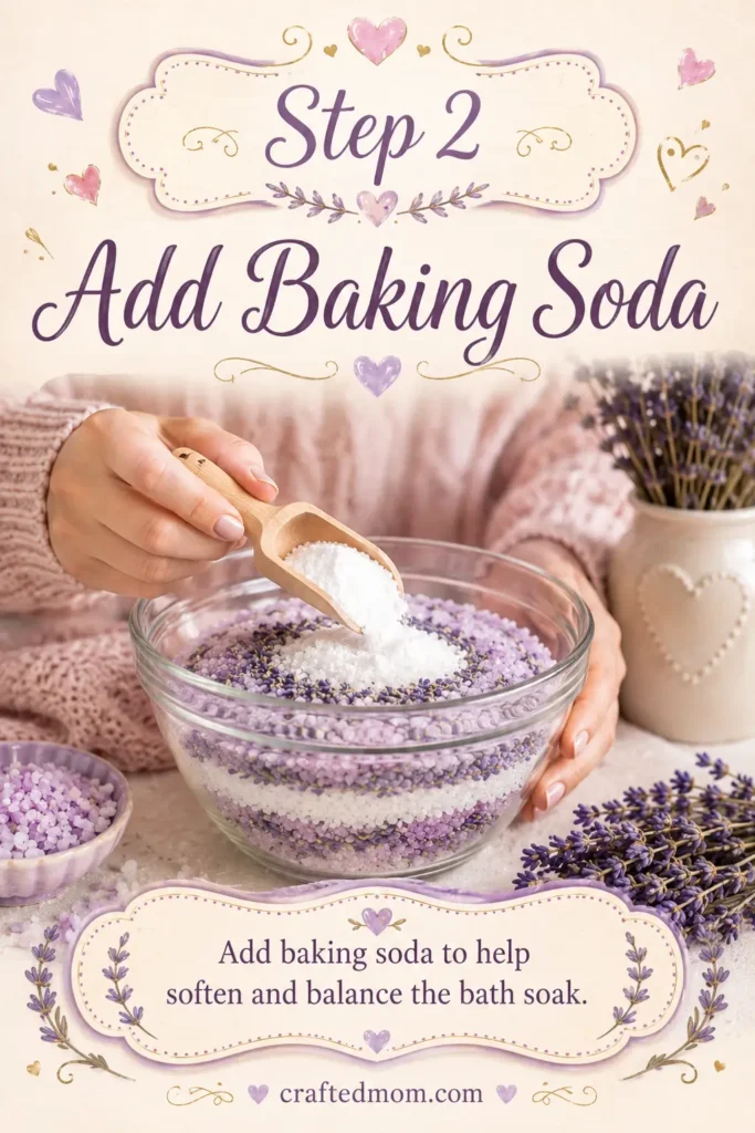 Handmade Gift DIY Lavender Bath Salts Jar Gift - Step 2: Add Baking Soda