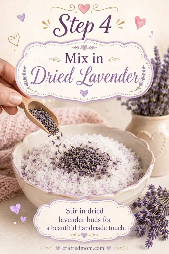 Handmade Gift DIY Lavender Bath Salts Jar Gift - Step 4: Mix in Dried Lavender