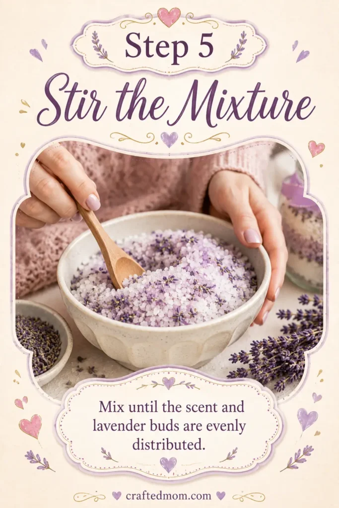 Handmade Gift DIY Lavender Bath Salts Jar Gift - Step 5: Stir the Mixture