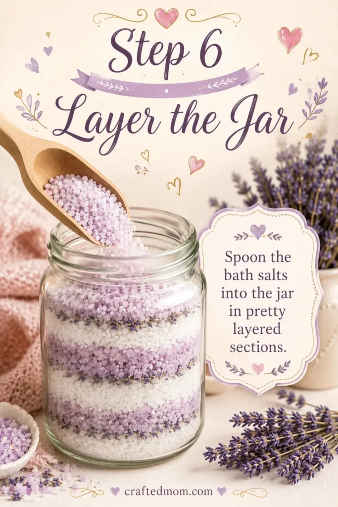 Handmade Gift DIY Lavender Bath Salts Jar Gift - Step 6: Layer the Jar