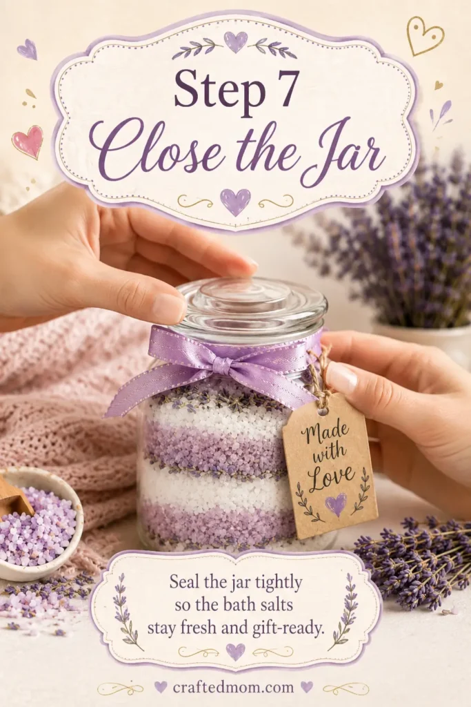 Handmade Gift DIY Lavender Bath Salts Jar Gift - Step 7: Close the Jar