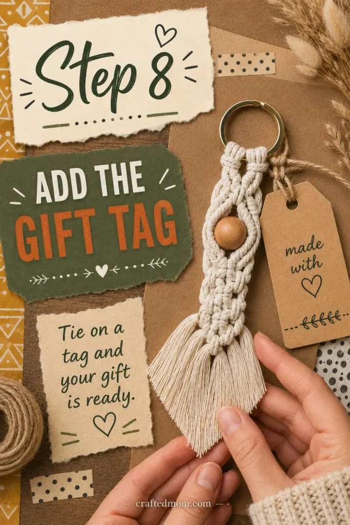 Handmade Gift DIY Macrame Keychain - Step 8: Add the Gift Tag