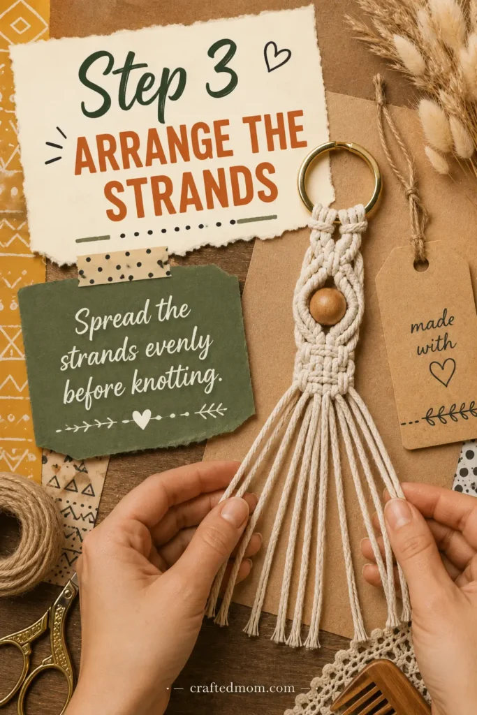 Handmade Gift DIY Macrame Keychain - Step 3: Arrange the Strands