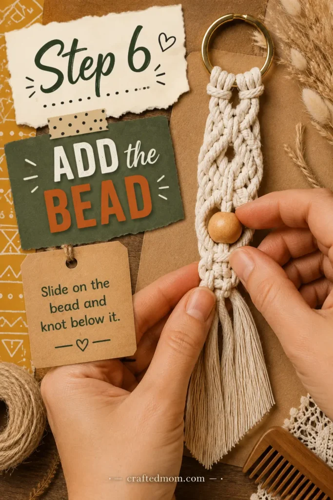 Handmade Gift DIY Macrame Keychain - Step 6: Add the Bead