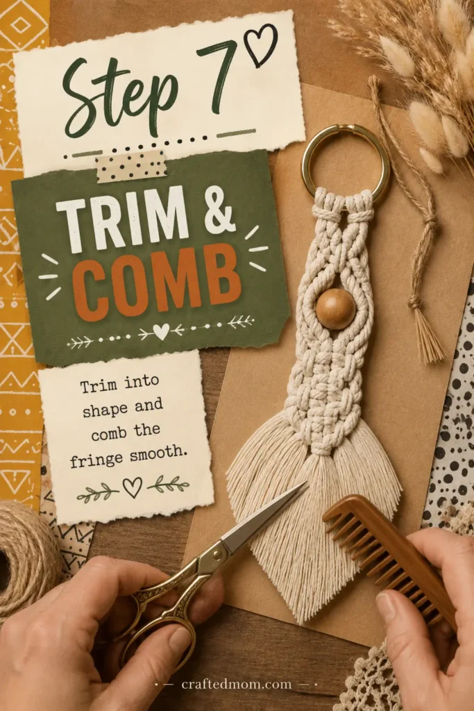 Handmade Gift DIY Macrame Keychain - Step 7: Trim and Comb