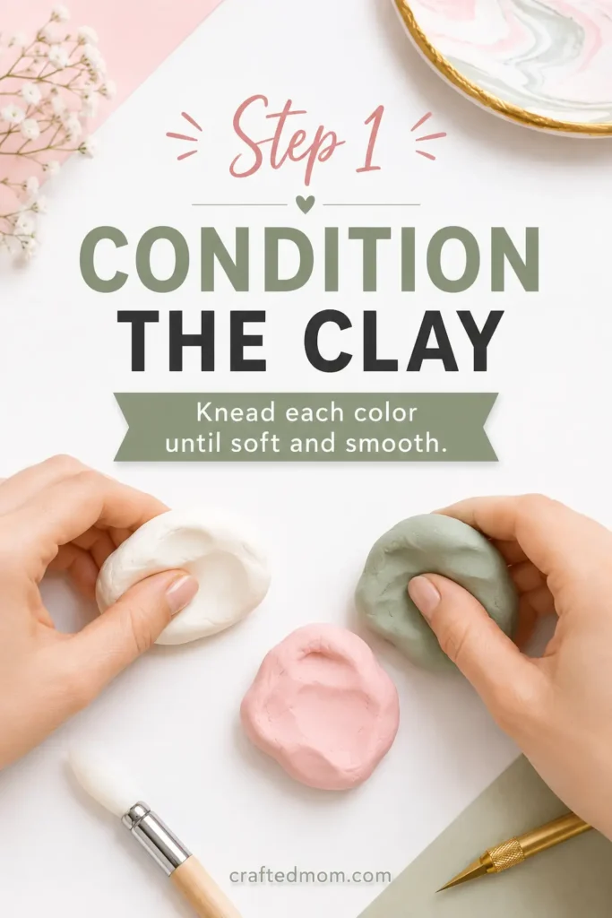 Handmade Gift DIY Marbled Clay Ring Dish - Step 1: Condition the Clay