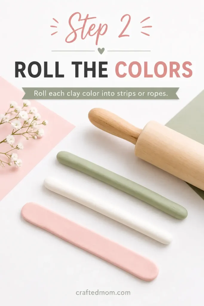 Handmade Gift DIY Marbled Clay Ring Dish - Step 2: Roll the Colors