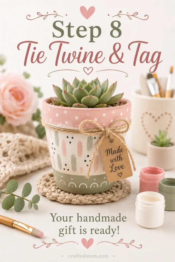Handmade Gift DIY Painted Succulent Pot - Step 8: Tie Twine and Tag