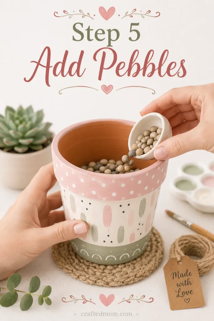 Handmade Gift DIY Painted Succulent Pot - Step 5: Add Pebbles