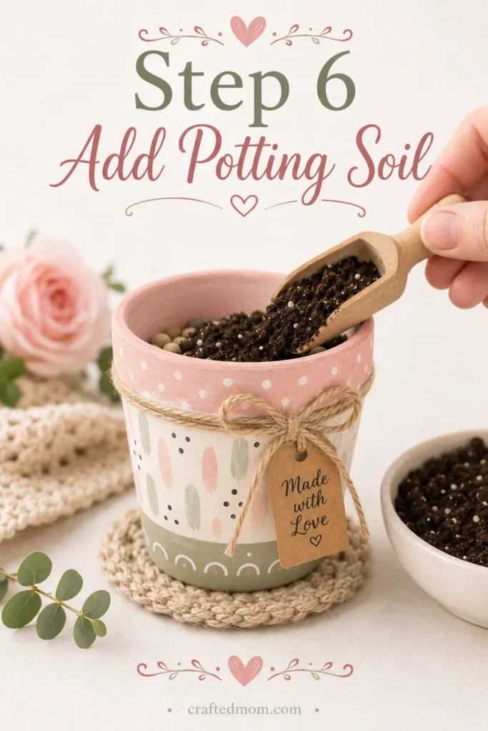 Handmade Gift DIY Painted Succulent Pot - Step 6: Add Potting Soil