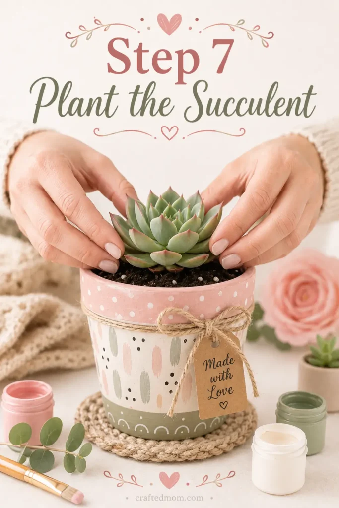 Handmade Gift DIY Painted Succulent Pot - Step 7: Plant the Succulent