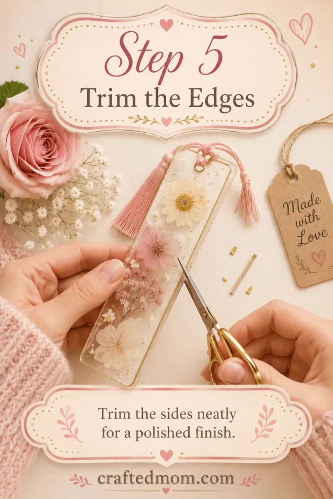 Handmade Gift DIY Pressed Flower Bookmark Gift - Step 5: Trim the Edges