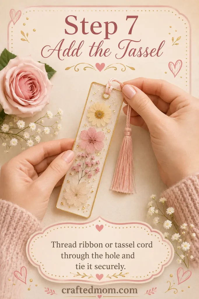 Handmade Gift DIY Pressed Flower Bookmark Gift - Step 7: Add the Tassel