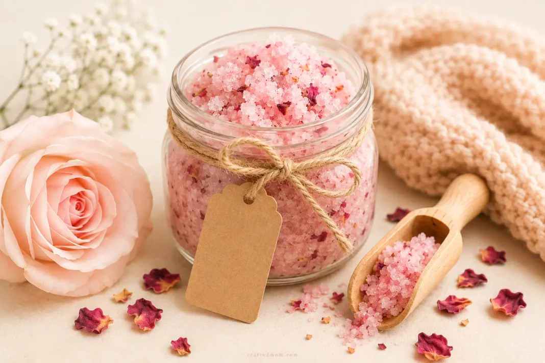 Handmade Gift DIY Rose Sugar Scrub Jar - cover