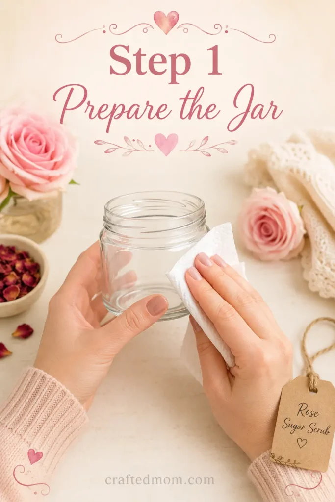 Handmade Gift DIY Rose Sugar Scrub Jar - Step 1: Prepare the Jar