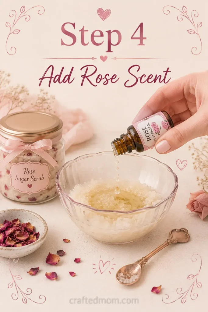 Handmade Gift DIY Rose Sugar Scrub Jar - Step 4: Add Rose Scent