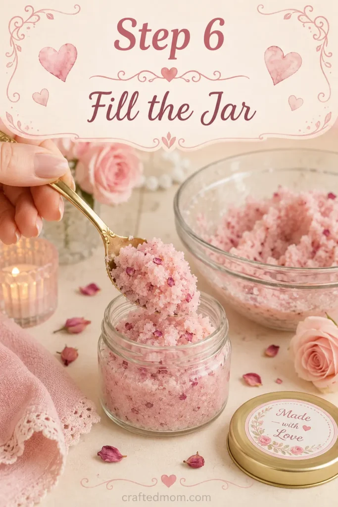 Handmade Gift DIY Rose Sugar Scrub Jar - Step 6: Fill the Jar