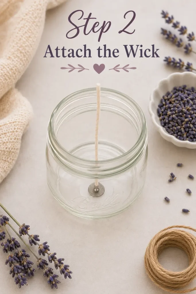 Handmade gift DIY mason Jar Candle - Step 2: Attach the Wick