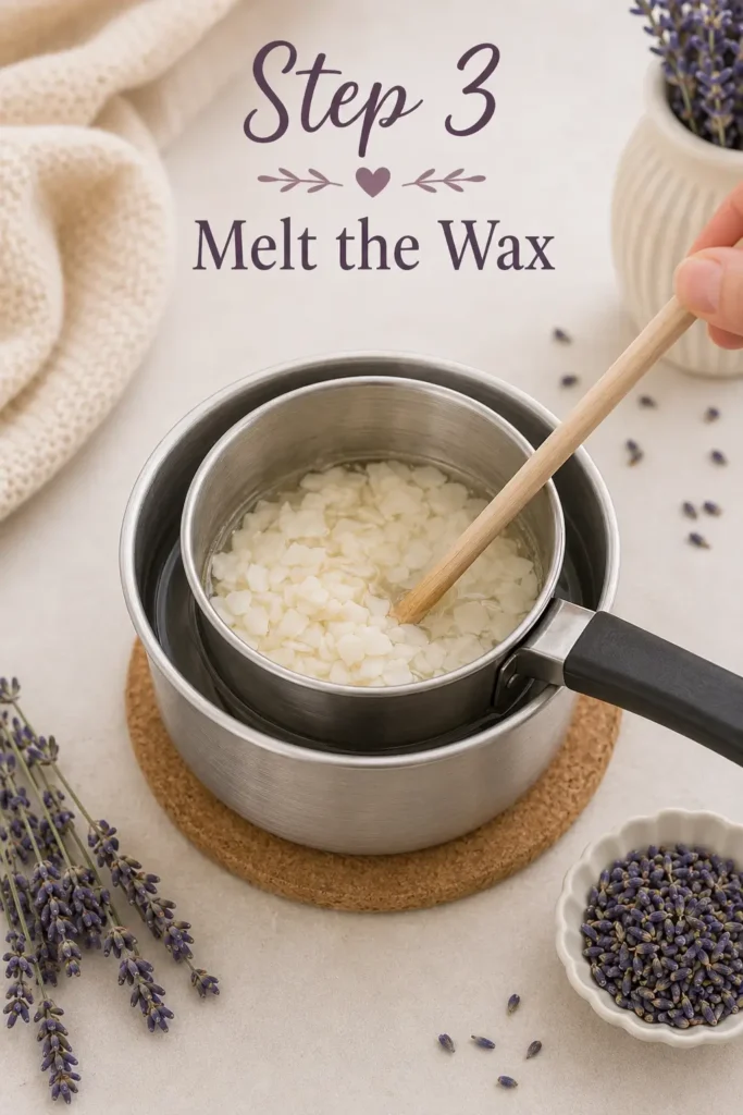 Handmade gift DIY mason Jar Candle - Step 3: Melt the Wax