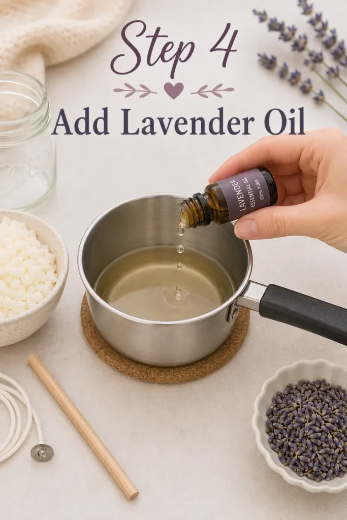 Handmade gift DIY mason Jar Candle - Step 4: Add Lavender Oil