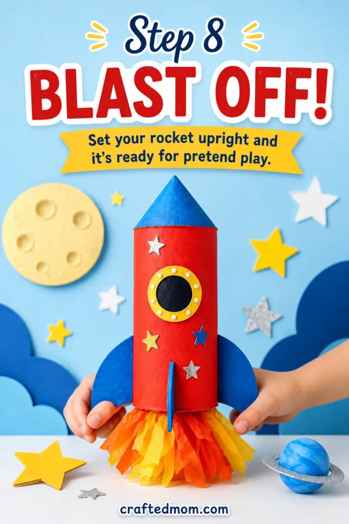 Space Craft DIY Cardbboard tube rocket - Step 8: Blast Off
