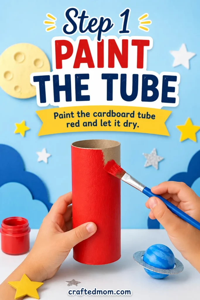Space Craft DIY Cardbboard tube rocket - Step 1: Paint the Tube